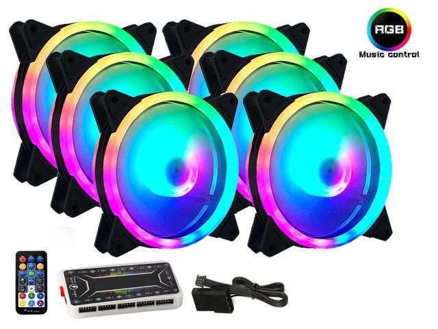 RGB Series Case Fans 120mm with Remote Controller Fan Hub and Extension, Quiet Edition High Airflow Adjustable Colorful PC Case CPU Computer.