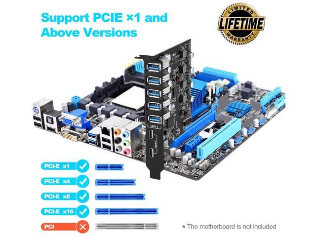 PCI-E to USB 3.0 7-Port(2X USB-C - 5X USB-A ) Expansion Card,PCI Express USB Add in Card, Internal USB3 Hub Converter for Desktop PC Host Card...