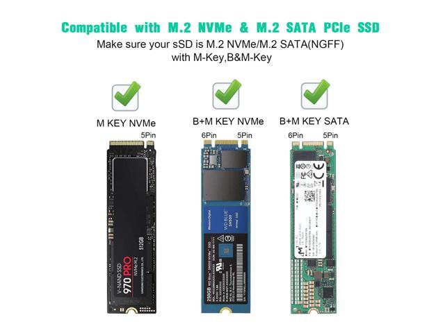 M.2 NVME SATA SSD Enclosure Adapter Tool-Free, RTL9210B Chips, USB C 3.1 Gen 2 10Gbps NVME, 6Gbps SATA PCIe M-Key(B+M Key) with 2 USB Ports, SD/TF...