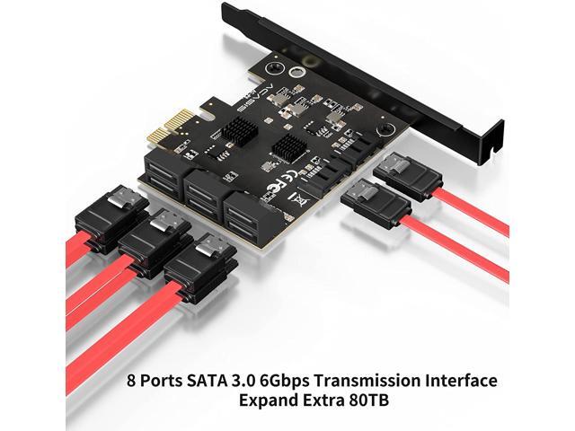 TROPRO PCIe SATA Card 10 Port with 6 SATA Cables and 2 SATA Power Splitter Cables, SATA Controller Expansion Card with Standard Profile Bracket,...
