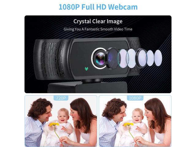 TROPRO Tw6 Webcam with Microphone, 1080P Full HD Computer Camera for PC with Cover, Expandable Tripod, USB Web Camera with Cover for Video Calls,...