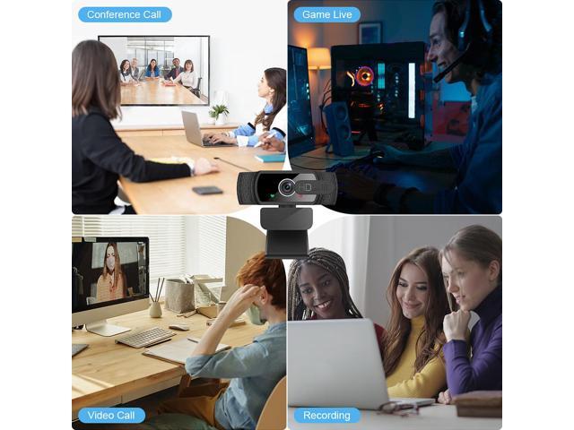 TROPRO Tw6 Webcam with Microphone, 1080P Full HD Computer Camera for PC with Cover, Expandable Tripod, USB Web Camera with Cover for Video Calls,...