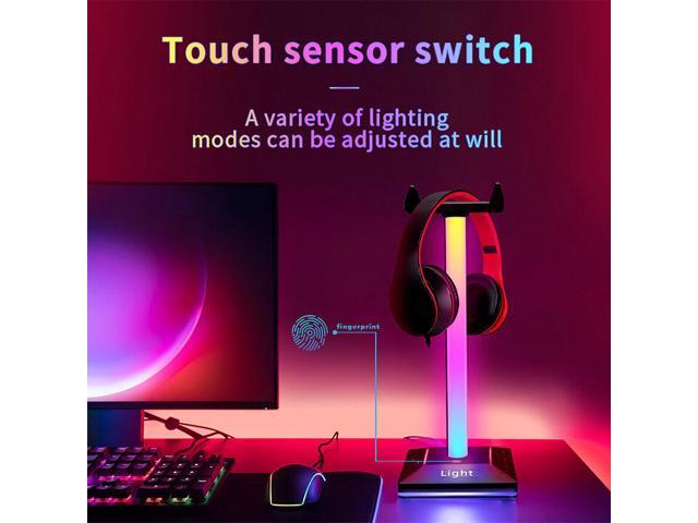 RGB Gaming Headphone Stand Dual USB Port Touch Control Desk Gaming Headset Holder
