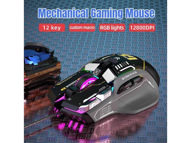 RGB Gaming Mouse Backlit Wired Ergonomic 10 Button Programmable Mouse,UP to 12800 DPI, RGB,10 Programmable Buttons