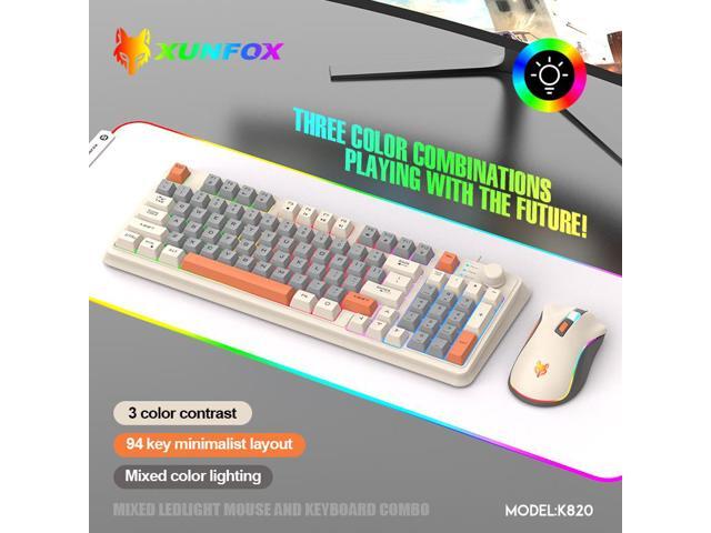 TROPRO K82 Rainbow Gaming Keyboard and Colorful Mouse Combo, USB Wired LED Backlight Gaming Mouse and Keyboard for Laptop PC Computer Gaming and Work
