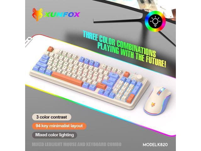 TROPRO K82 Rainbow Gaming Keyboard and Colorful Mouse Combo, USB Wired LED Backlight Gaming Mouse and Keyboard for Laptop PC Computer Gaming and Work