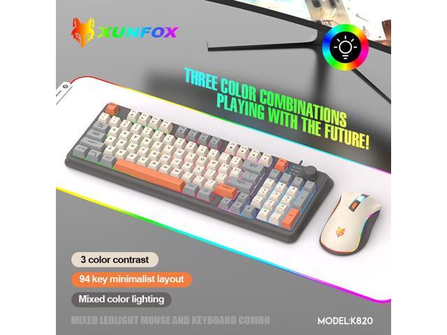 TROPRO K82 Rainbow Gaming Keyboard and Colorful Mouse Combo, USB Wired LED Backlight Gaming Mouse and Keyboard for Laptop PC Computer Gaming and Work