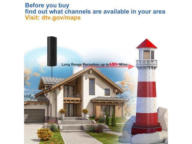 680+ Miles Range TV Antenna, Digital TV Antenna for Smart TV and Old TVs, Amplified HD Antenna for TV Indoor Outdoor with Amplifier and Signal...