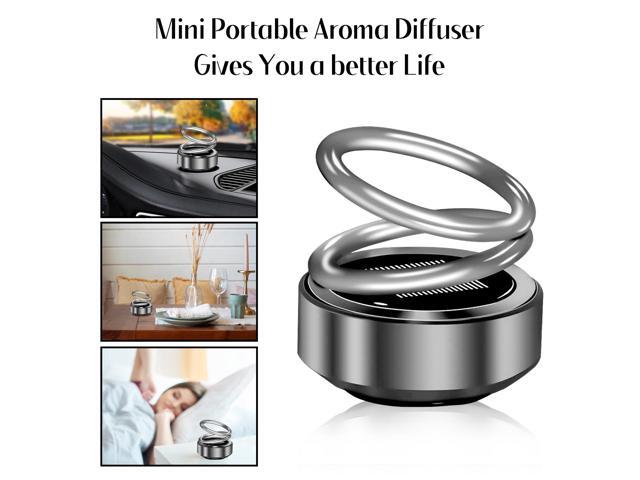 Portable Kinetic Mini Aroma Diffuser, Auto Rotating Solar Double Circle Aroma Diffuser for Car & Household Office Bedroom Home