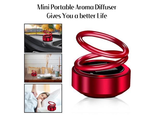 Portable Kinetic Mini Aroma Diffuser, Auto Rotating Solar Double Circle Aroma Diffuser for Car & Household Office Bedroom Home