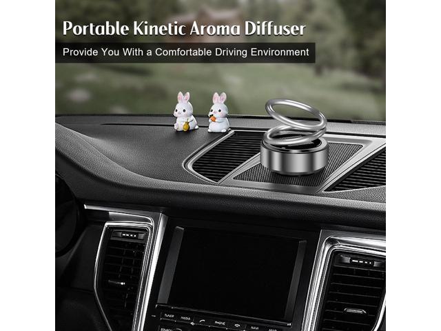 Portable Kinetic Mini Aroma Diffuser, Auto Rotating Solar Double Circle Aroma Diffuser for Car & Household Office Bedroom Home