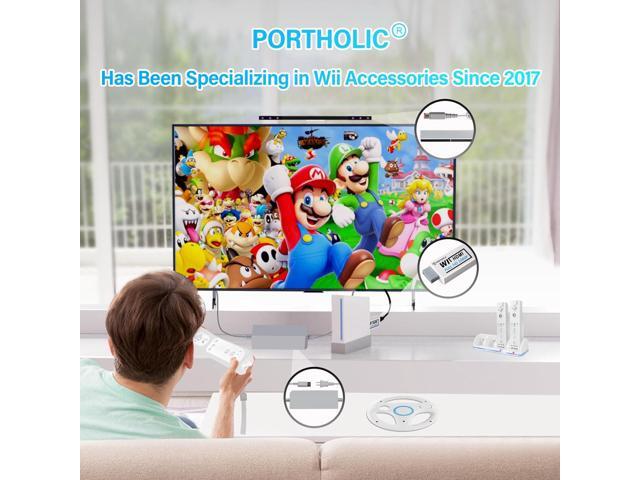 4 in 1 Wii Replacement Cables Set, PORTHOLIC Wii AC Power Adapter + Wii to hdmi Converter+ Wired Motion Sensor Bar and Composite Audio Video Cable...