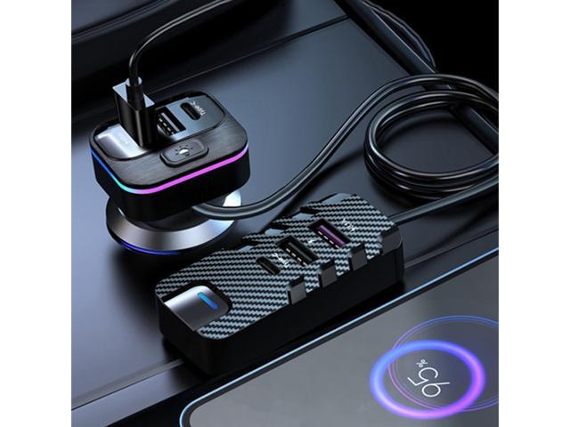 66W Multi-function Car Fast Charger with 6-Port Expansion and LED Atmosphere Light - Compact and Versatile for Phones, Tablets, and More