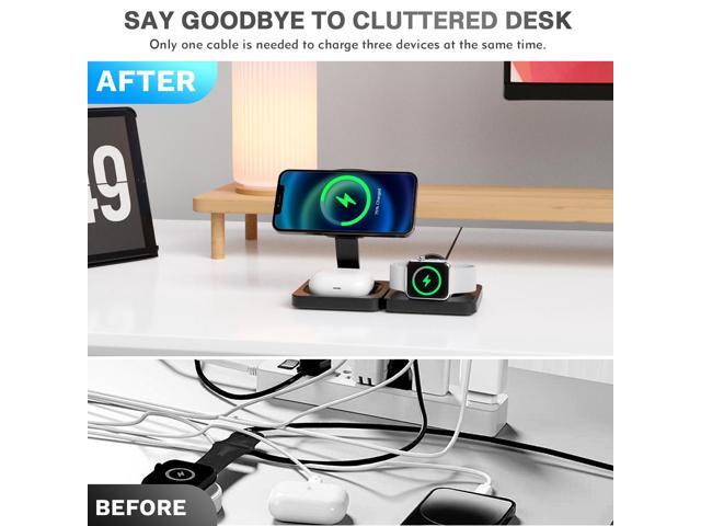3 in 1 Charging Station for Apple Magsafe Charger Travel Accessories, Wireless Charger 3 in 1 for iPhone 16 15 Pro Max Magsafe Accessories Charger...