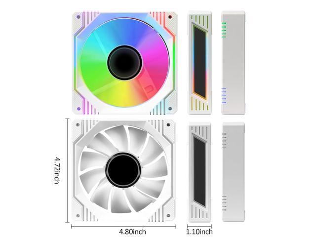 120mm Infinity Mirror ARGB Fan 5V 3Pin Addressable RGB PWM PC Computer CPU Case Cooling Fan 600-1800RPM White 6-Pack