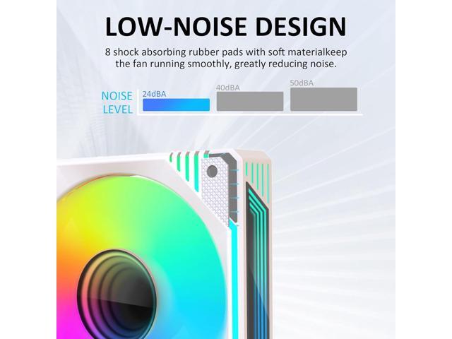 120mm Infinity Mirror ARGB Fan 5V 3Pin Addressable RGB PWM PC Computer CPU Case Cooling Fan 600-1800RPM White 6-Pack