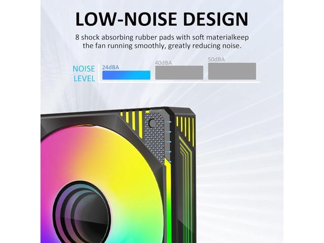 120mm Infinity Mirror ARGB Fan 5V 3Pin Addressable RGB PWM PC Computer CPU Case Cooling Fan 600-1800RPM Black 6-Pack