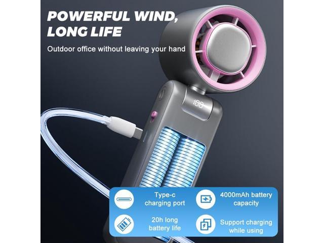 Portable Handheld Turbo Fan, Adjustable Turbo Mini Fan, 3 Speeds 4000mAh USB Rechargeable Handheld Turbo Cooling Fans for Travel, Office, Camping,...