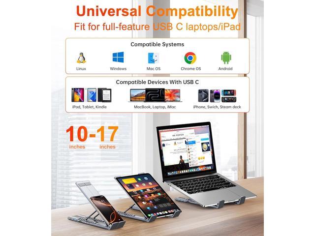 USB C Laptop Docking Station Stand, USB C Dock Tablet Stand, 8 in 1 USB C Hub with 4K HDMI, 2 USB 3.0, PD 100W, Universal Dock Station for MacBook...