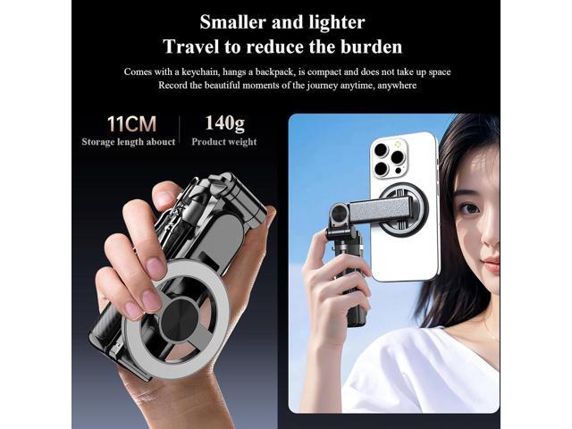4-in-1 Multifunctional Magnetic Selfie Stick, 360°Rotation Phone Stand with Wireless Remote for iPhone & Android, Phone Tripod for Home, Travel,...