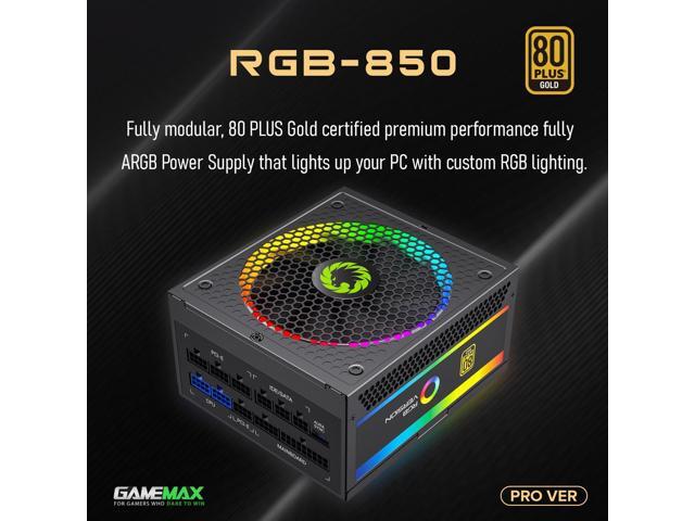 Power Supply 850W Fully Modular 80+ Gold Certified with Addressable RGB Light - Vairous Color Mode, RGB-850W