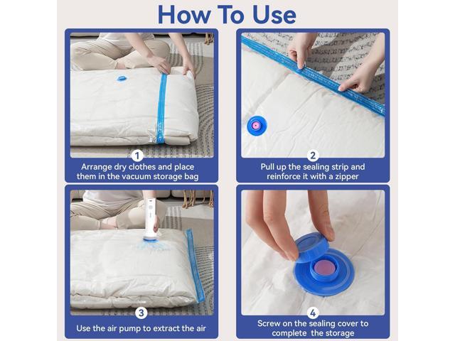 Vacuum Seal Bags for Clothing, Vacuum Storage Bags with Rechargeable Air Pump, Vacuum Seal Bags for Clothing Travel, Space Saver Vacuum Storage...