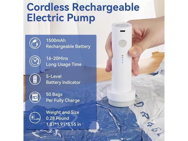 Vacuum Seal Bags for Clothing, Vacuum Storage Bags with Rechargeable Air Pump, Vacuum Seal Bags for Clothing Travel, Space Saver Vacuum Storage...