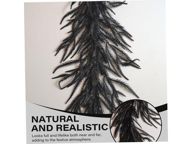 Christmas Halloween Garland, Pine Garland 9ft Artificial Black Garland Realistic PE Decorative for Halloween Christmas Front Door Wall Mantel...