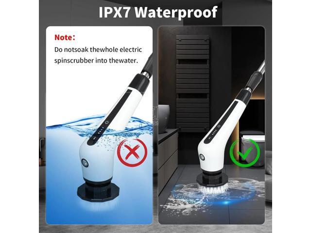 Electric Spin Scrubber, Cordless Spin Scrubber with Light, Adjustable Extension Handle for Bathtub Grout Tile Floor with 10 Replaceable Cleaner Brush