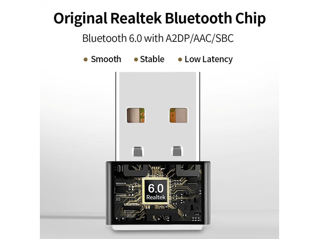 USB Bluetooth 6.0 Adapter for PC Win11/10/8.1/8/7/XP/Vista, Bluetooth Dongle Receiver/Transmitter Support Multiple Device Connections: Headset,...