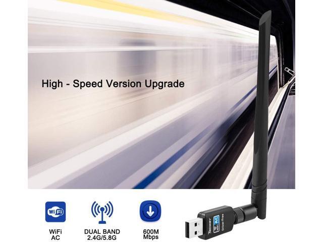 WiFi Adapter 600mbpsTechkey Wireless USB Adapter Dual Band 2.4GHz/5GHz LAN Card 802.11ac Network Card for Desktop Laptop PC Support Windows 10 /...