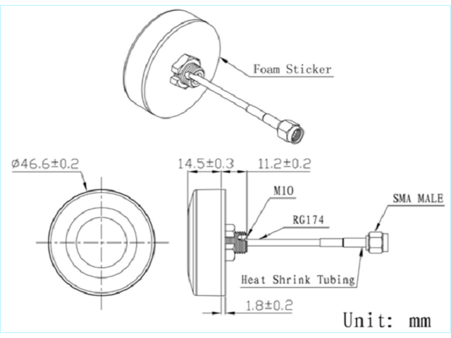 MASWELL GPS Active Antenna fakra Connector Cylinder Screw Mount Fakra C Connector Signal Blue with Center Frequency 1575.42±3MHz Antenna