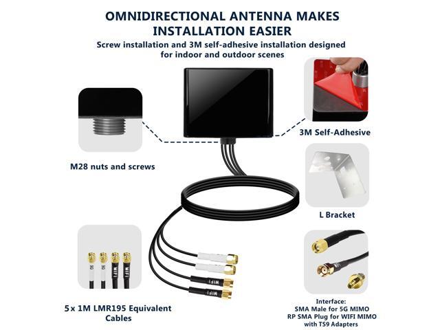 Maswell 5G Combination Antenna 2X2 MIMO 5G, 2X2 MIMO WiFi 7 L Bracket Mount Version