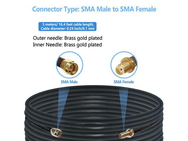 Maswell LMR240 Equivalent 5m SMA Male to SMA Female Coax Extension Cable, 50 Ohm Low Loss Coax Coaxial Cable with SMA Connectors for 5G 4G 3G LTE...
