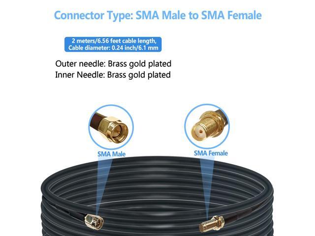 Maswell LMR240 Equivalent 2m SMA Male to SMA Female Coax Extension Cable, 50 Ohm Low Loss Coax Coaxial Cable with SMA Connectors for 5G 4G 3G LTE...