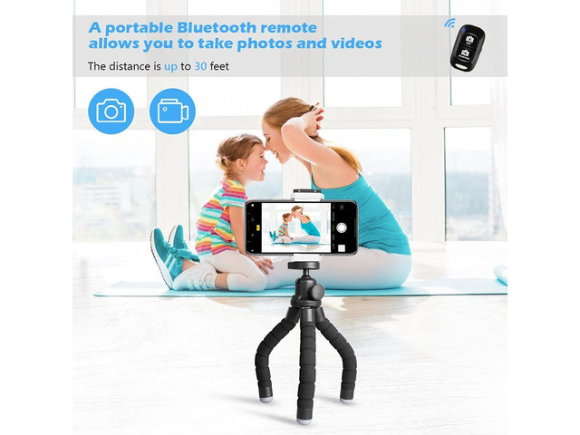 Ubeesize Phone Tripod, Portable and Flexible Tripods with Wireless Remote and Clip, Cell Phone Tripode Stand for Video Recording