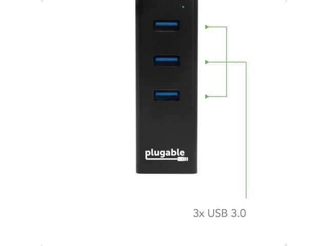 Plugable USB Hub with Ethernet, 3 Port USB 3.0 Bus Powered Hub with Gigabit Ethernet Compatible with Windows, MacBook, Linux, Chrome OS, Includes...