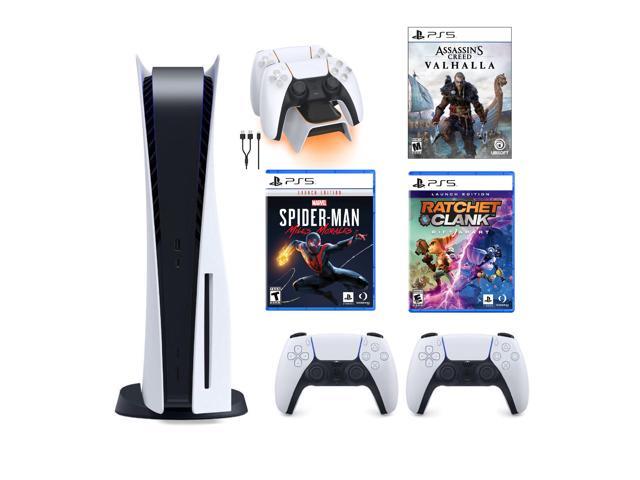 PS5 bundle: PS5 Disc Version + Wireless Controller+Three Games (Marvel's Spider-Man: Miles Morales, Ratchet & Clank: Rift Apart and Assassin's.
