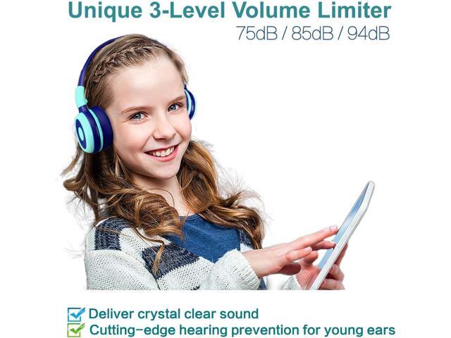 SIMOLIO Kids Bluetooth Headphones with Microphone and 75dB,85dB,94dB Volume Limit, Foldable Lightweight & Adjustable, Wireless Headphones for Kids...