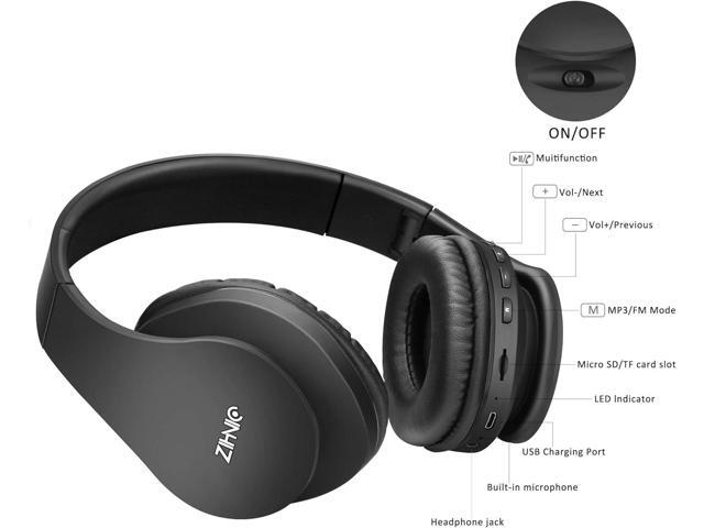 ZIHNIC Bluetooth Headphones Over-Ear, Foldable Wireless and Wired Stereo Headset Micro SD/TF, FM for Cell Phone,PC,Soft Earmuffs &Light Weight for...