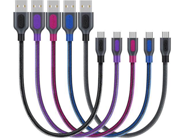 Micro USB Cord, F 5 pcs 1ft / 30cm Nylon Braided Micro USB Mini Cables Faster Charging and Syncing for Samsung, LG, HTC, Nokia, Android Phone and.