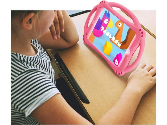 TopEsct Kids Case for iPad mini 5 4 3 2 1,Silicone Childproof Case for iPad mini 5 4 3 2 1, Built-in Handle Stand, Comes with a Strap (Pink)