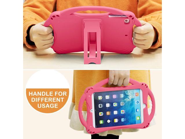 TopEsct Kids Case for iPad mini 5 4 3 2 1,Silicone Childproof Case for iPad mini 5 4 3 2 1, Built-in Handle Stand, Comes with a Strap (Pink)