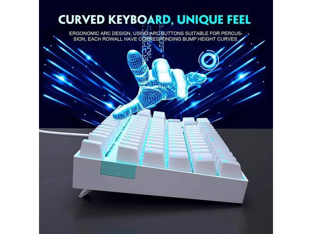 MageGee Mechanical Gaming Keyboard with Blue Switch, Compact 87 Keys Wired Computer Keyboard for Windows Laptop PC Gamer, LED Ice Blue Backlit, White