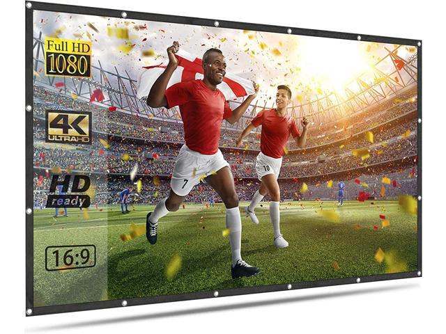 Projector Screen 120 inch Portable Foldable Anti Crease 16:9 4K HD Projection Video Film Screen for Home Theater Indoor Support Front Rear Projection