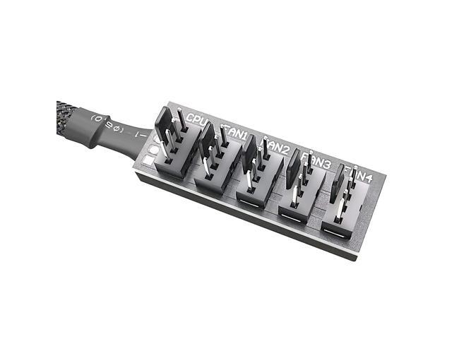 PWM Fan Hub, PC CPU Cooling 4 PIN/3PIN Power Cable Hub Splitter Adapter Sleeved Case for 12V Desktop Computer Cooler Fans 1 to 5 Way (15.7 Inch)