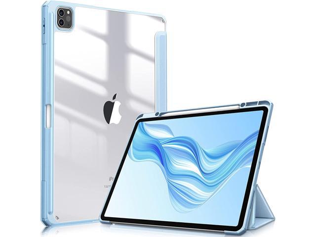 Hybrid Slim Case for iPad Pro 12.9-inch 5th Generation 2021 - [Built-in Pencil Holder] Shockproof Cover with Clear Transparent Back Shell, Also Fit.