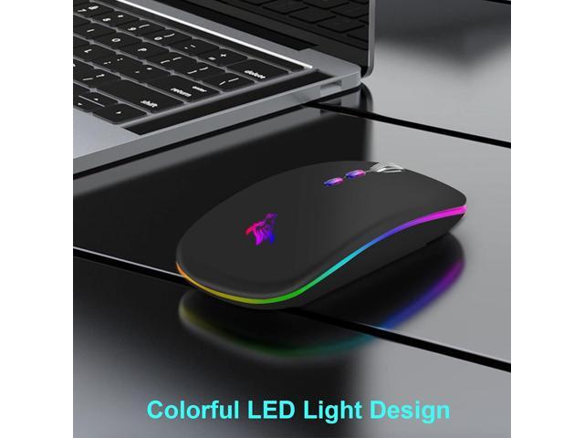 HOTLIFE LED Wireless Mouse, Slim Rechargeable Silent Portable USB Optical 2.4G Wireless Bluetooth Two Mode Computer Mice with USB Receiver and Type...