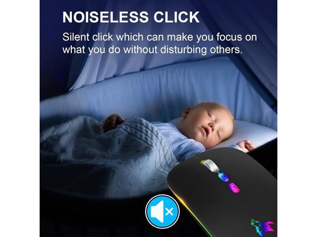 HOTLIFE LED Wireless Mouse, Slim Rechargeable Silent Portable USB Optical 2.4G Wireless Bluetooth Two Mode Computer Mice with USB Receiver and Type...