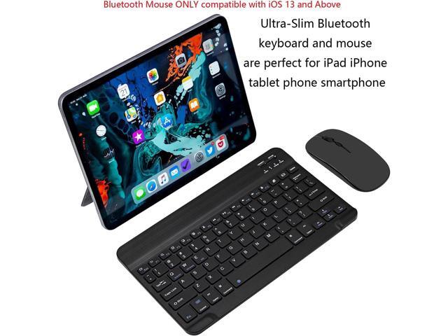 Ultra-Slim Bluetooth Keyboard and Mouse Combo Rechargeable Portable Wireless Keyboard Mouse Set for Apple iPad iPhone iOS 13 and Above Samsung...